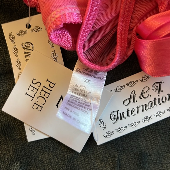 A.C.T. International pink lace lingerie two piece size 3X - Picture 7 of 8